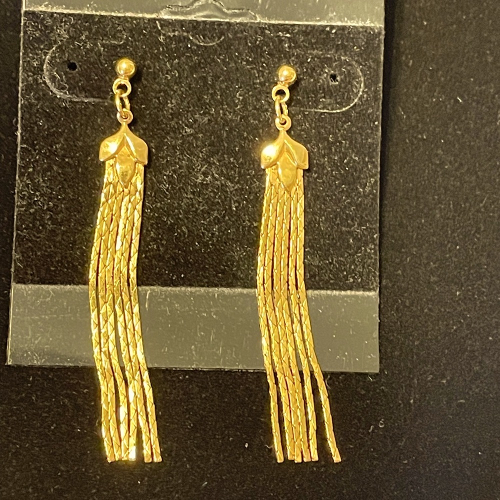 Delicate gold tone drop earrings